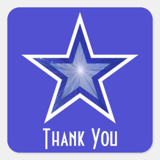 Dark Blue Star 'Thank You' square sticker blue