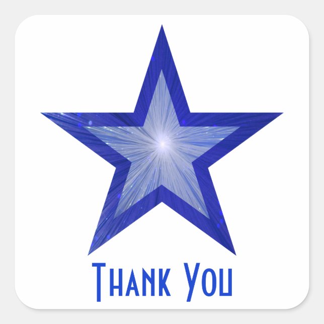Dark Blue Star "Thank You" square sticker white (Front)
