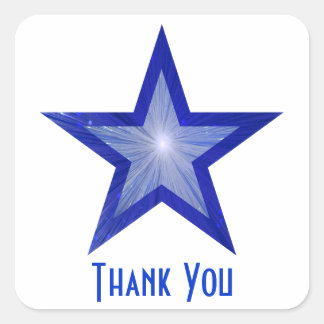 Dark Blue Star "Thank You" square sticker white