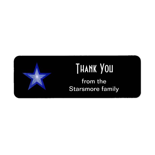 Dark Blue Star 'Thank You' text label small black (Front)
