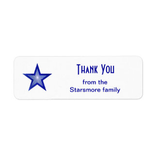 Dark Blue Star 'Thank You' text label small white