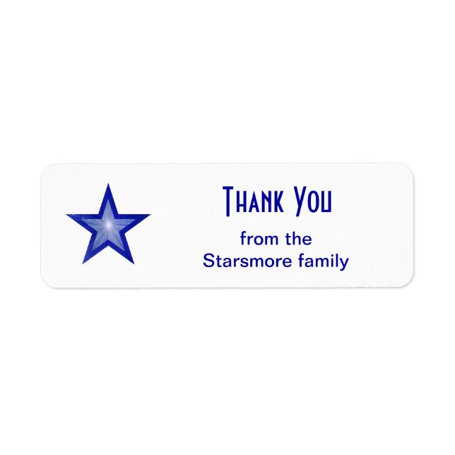 Dark Blue Star 'Thank You' text label small white (Front)