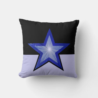 Dark Blue Star throw pillow square pale blue black