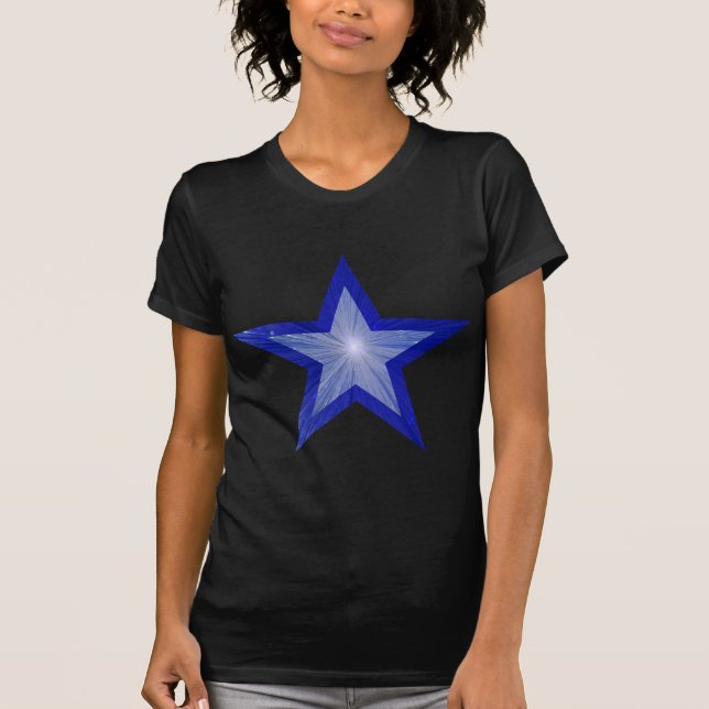 Dark Blue Star 'two tone' ladies t -shirt black T-Shirt (Front)