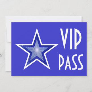 Dark Blue Star 'VIP PASS' blue horizontal Invitation