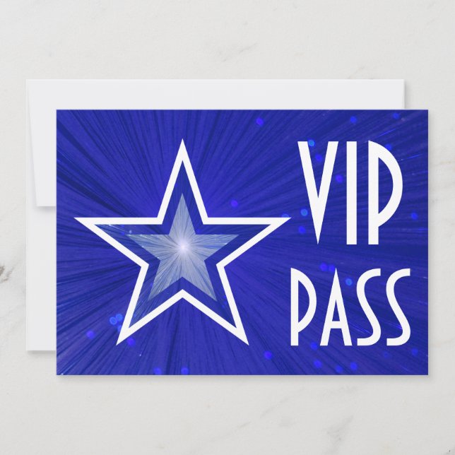 Dark Blue Star 'VIP PASS' invitation horizontal (Front)