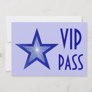 Dark Blue Star 'VIP PASS' pale blue horizontal Invitation