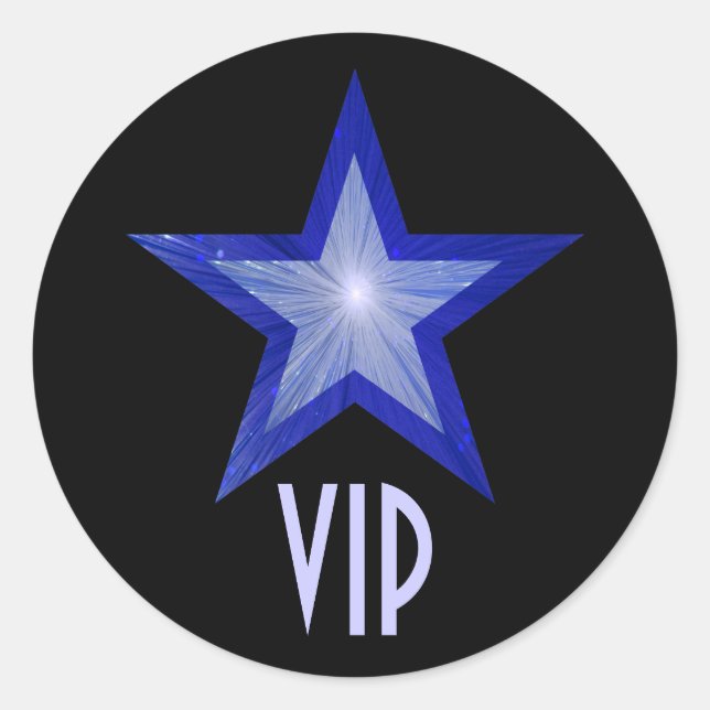 Dark Blue Star VIP round sticker black (Front)