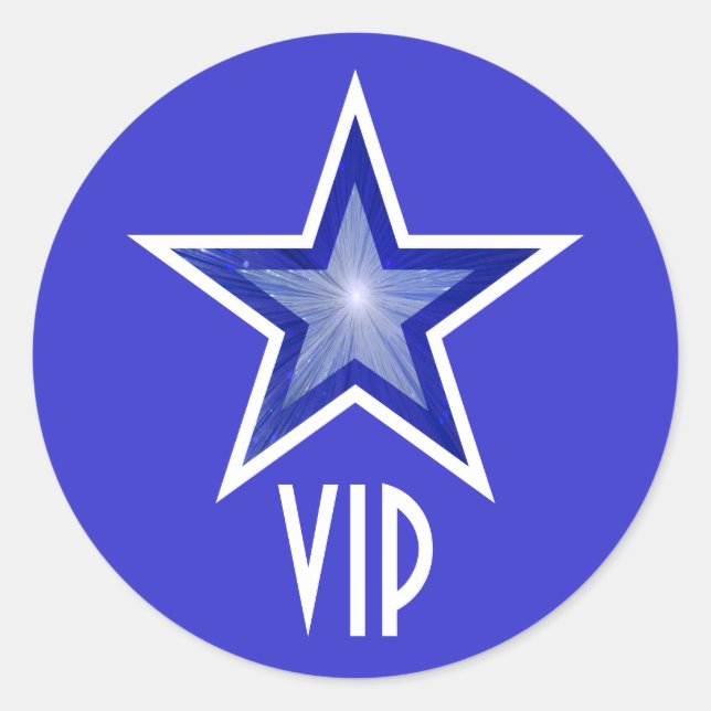 Dark Blue Star VIP round sticker blue (Front)