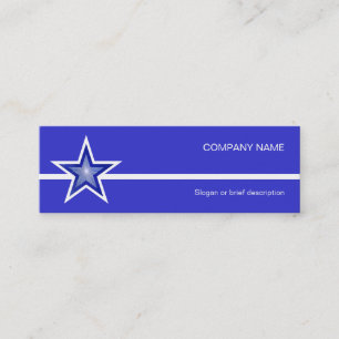Dark Blue Star white line blue skinny Mini Business Card