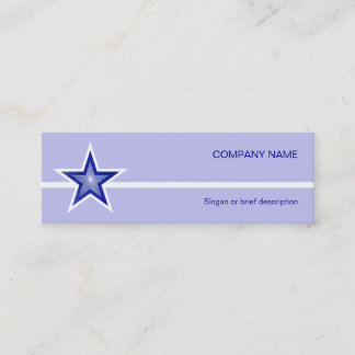 Dark Blue Star white line pale blue skinny Mini Business Card