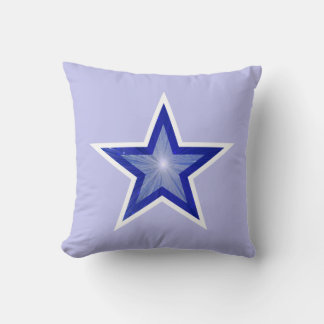 Dark Blue Star White square pale blue white back Cushion