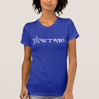 Dark Blue Star White STAR! front & back blue T-Shirt
