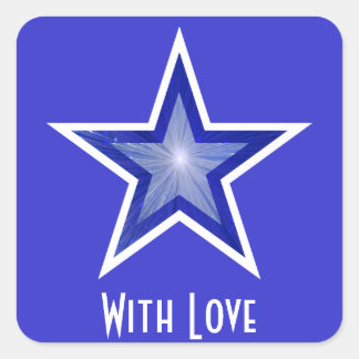 Dark Blue Star 'With Love'' square sticker blue