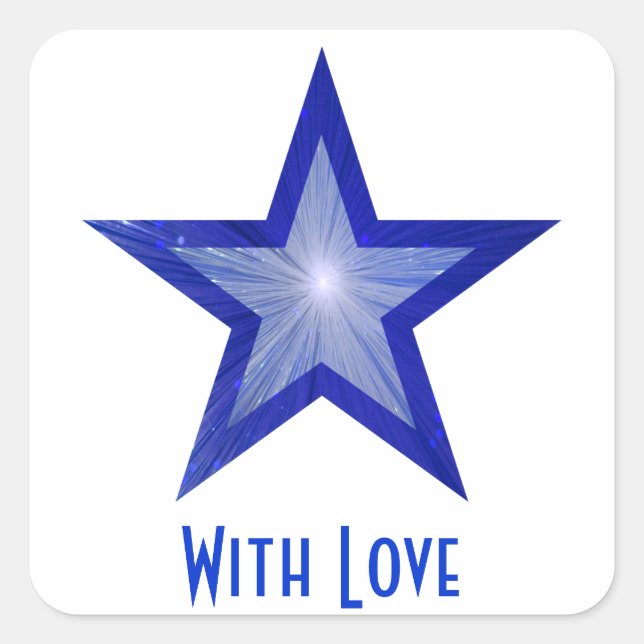 Dark Blue Star 'With Love'' square sticker white (Front)
