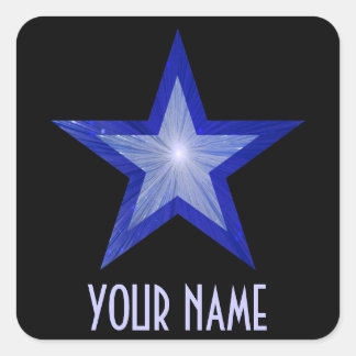 Dark Blue Star 'Your Name'' square sticker black