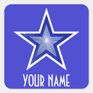 Dark Blue Star 'Your Name'' square sticker blue