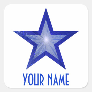 Dark Blue Star 'Your Name'' square sticker white