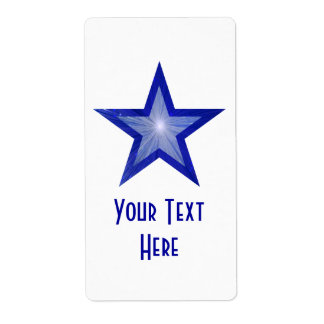 Dark Blue Star 'Your Text' label large white