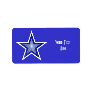 Dark Blue Star 'Your Text' label medium blue