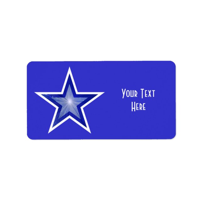 Dark Blue Star 'Your Text' label medium blue (Front)