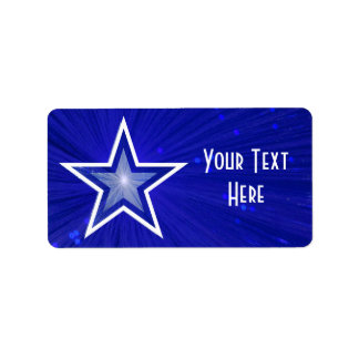 Dark Blue Star 'Your Text' label medium white text