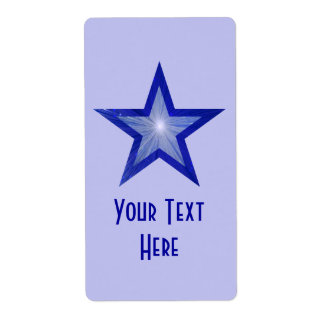 Dark Blue Star 'Your Text' label pale blue