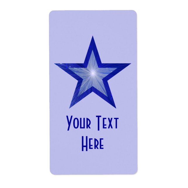 Dark Blue Star 'Your Text' label pale blue (Front)