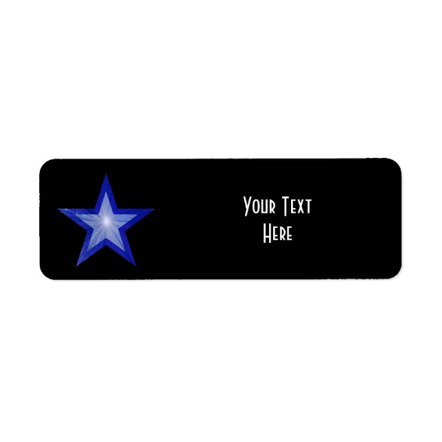 Dark Blue Star 'Your Text' label small black (Front)