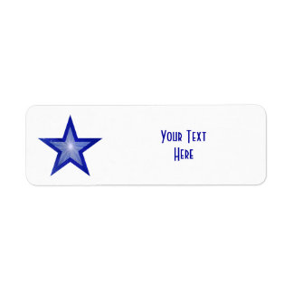 Dark Blue Star 'Your Text' label small white