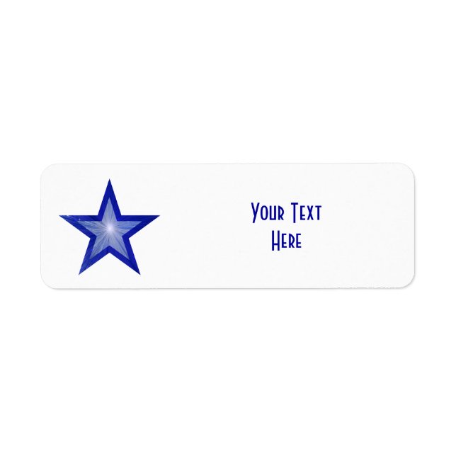 Dark Blue Star 'Your Text' label small white (Front)