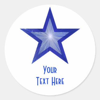 Dark Blue Star 'Your Text' round sticker white