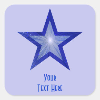 Dark Blue Star 'Your Text' square pale blue Sticker