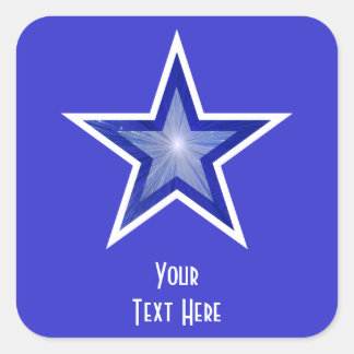 Dark Blue Star 'Your Text' square sticker blue