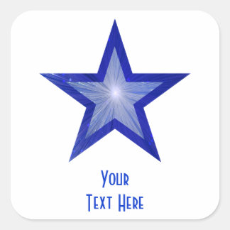 Dark Blue Star 'Your Text' square sticker white