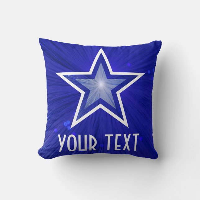 Dark Blue Star 'Your Text' throw pillow square (Front)