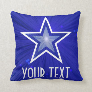 Dark Blue Star 'Your Text' throw pillow square