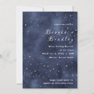 Dark Blue Starfield Wedding Invitation
