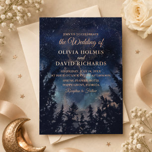 Dark Blue Starry Night Rose Gold Wedding