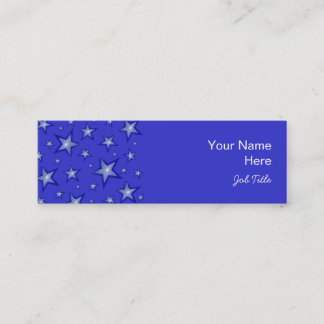Dark Blue Stars business card side white skinny
