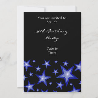 Dark Blue Stars invitation vertical black