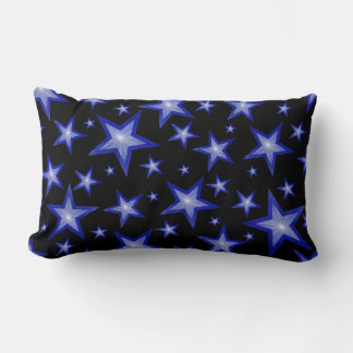 Dark Blue Stars lumbar black Cushion