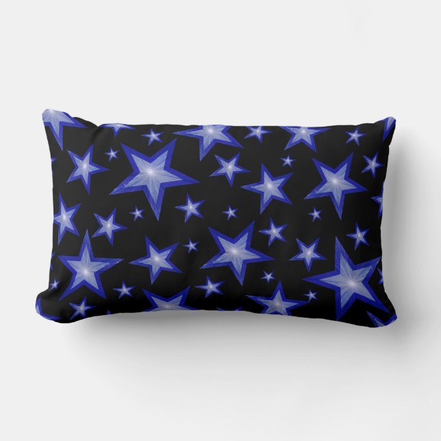 Dark Blue Stars lumbar black Cushion (Front)