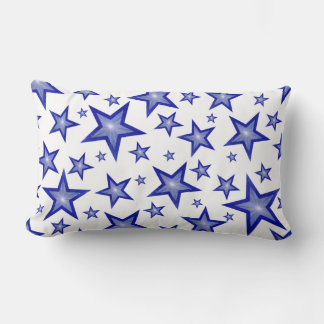 Dark Blue Stars printed lumbar white back Cushion