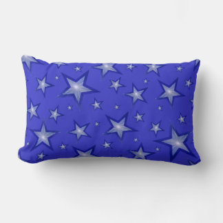 Dark Blue Stars 'Text' lumbar blue Cushion