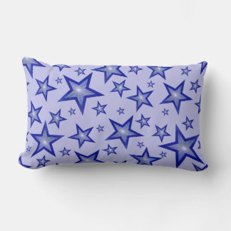 Dark Blue Stars throw pillow lumbar pale blue back
