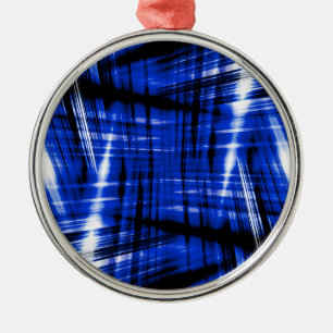 Dark blue streaks pattern metal tree decoration