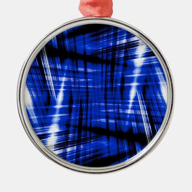Dark blue streaks pattern metal tree decoration (Front)