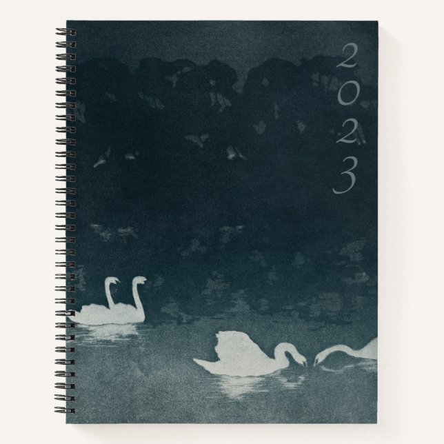 Dark Blue Swan Bullet Journal Vertical Year (Front)
