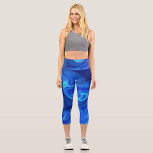 Dark blue swirls on Capri leggings